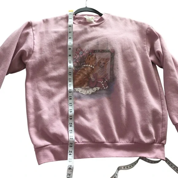 Vintage Grandmacore Cat Sweatshirt 80s Small - Picture 5 of 7